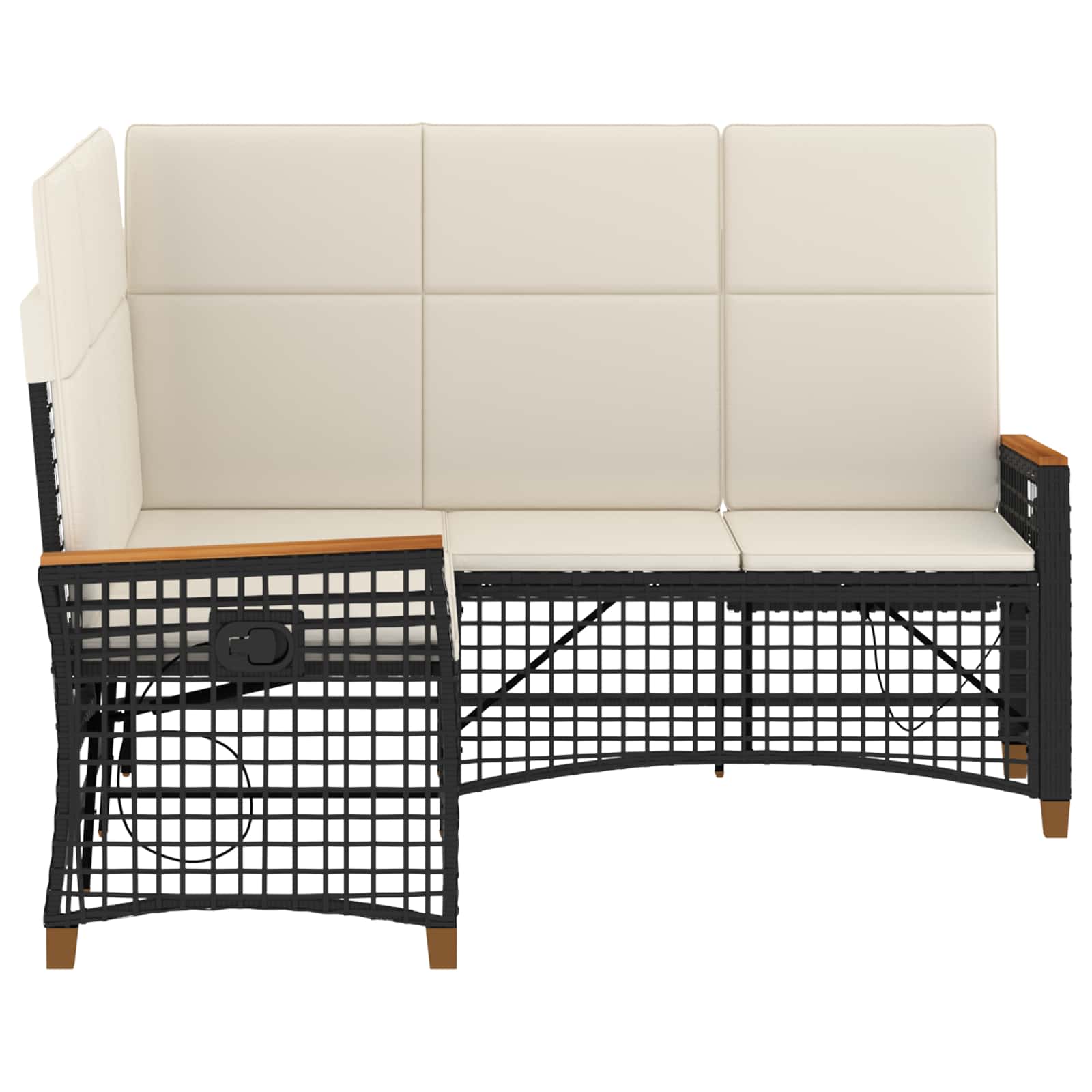 Set di Divani Recliner da Giardino Nero e Bianco Crema | homemem39