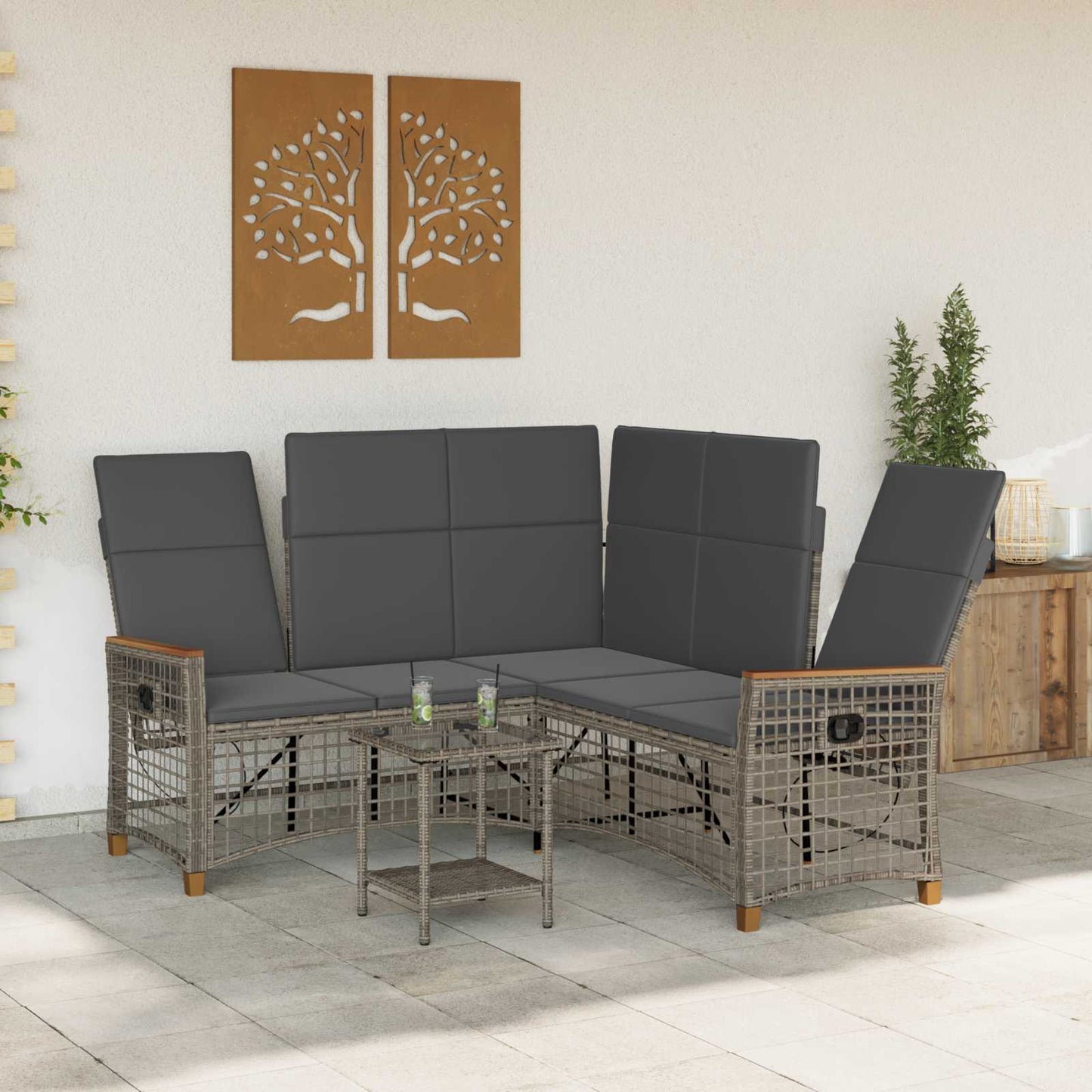 Set di Divani Recliner da Giardino Grigio e Grigio Scuro | homemem39