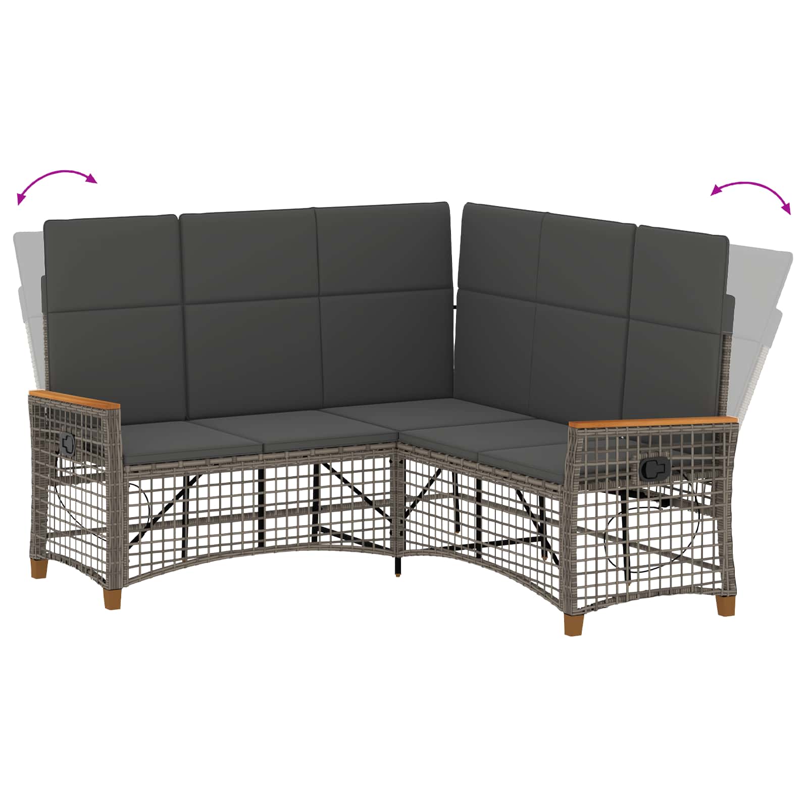 Set di Divani Recliner da Giardino Grigio e Grigio Scuro | homemem39