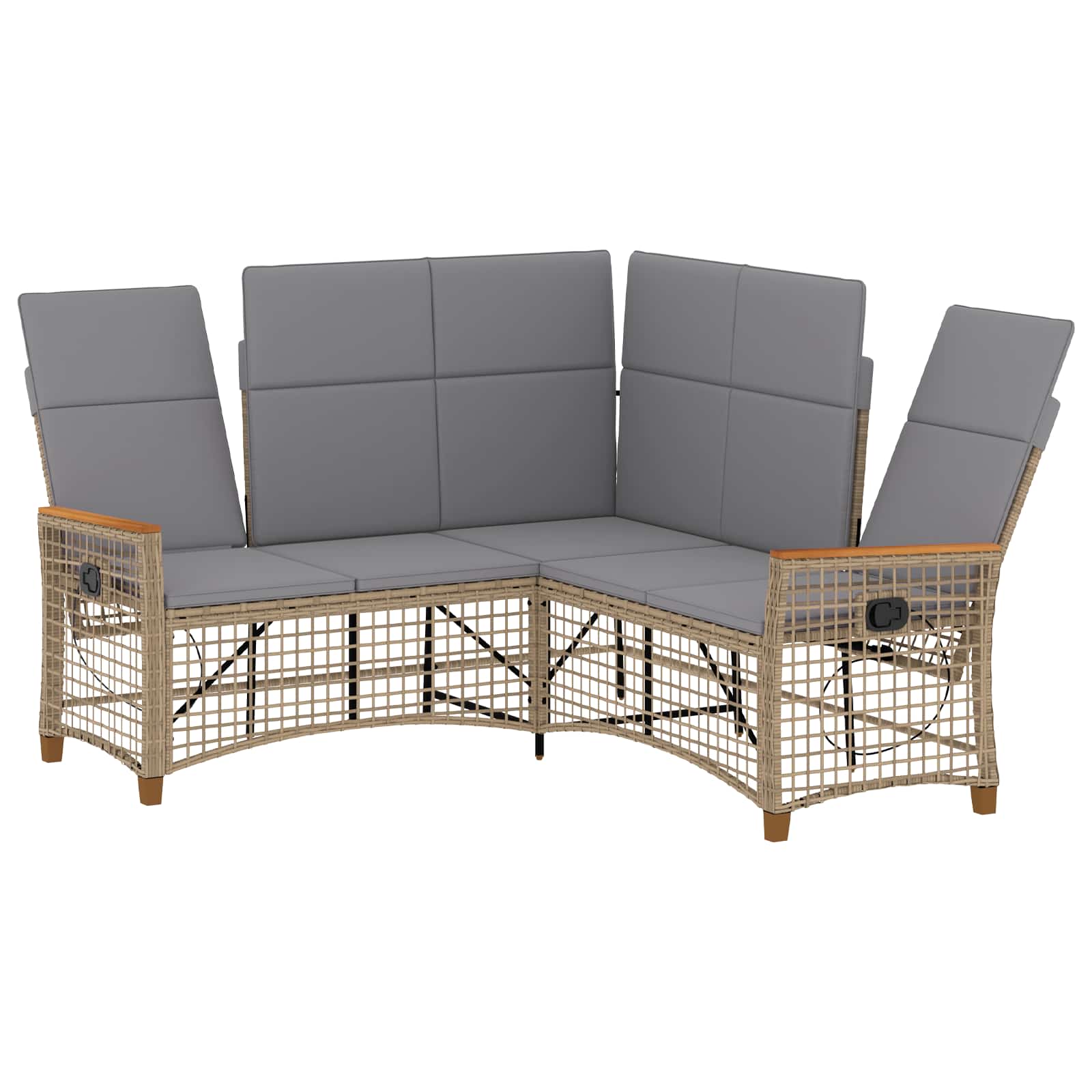Set di Divani Recliner da Giardino Beige e Grigio Chiaro | homemem39