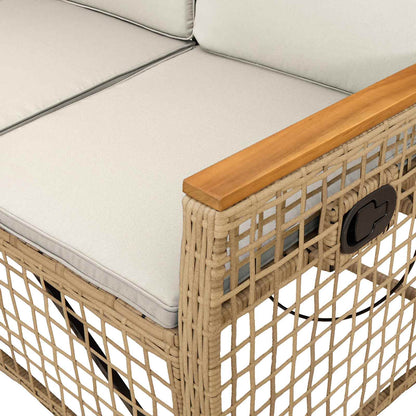 Set di Divani Recliner da Giardino Beige e Bianco Crema | homemem39