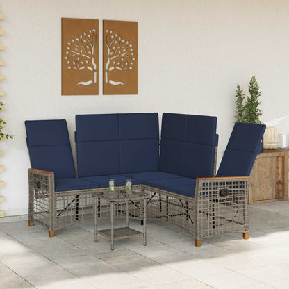 Set di Divani Recliner da Giardino Regolabile Grigio e Blu Navy | homemem39