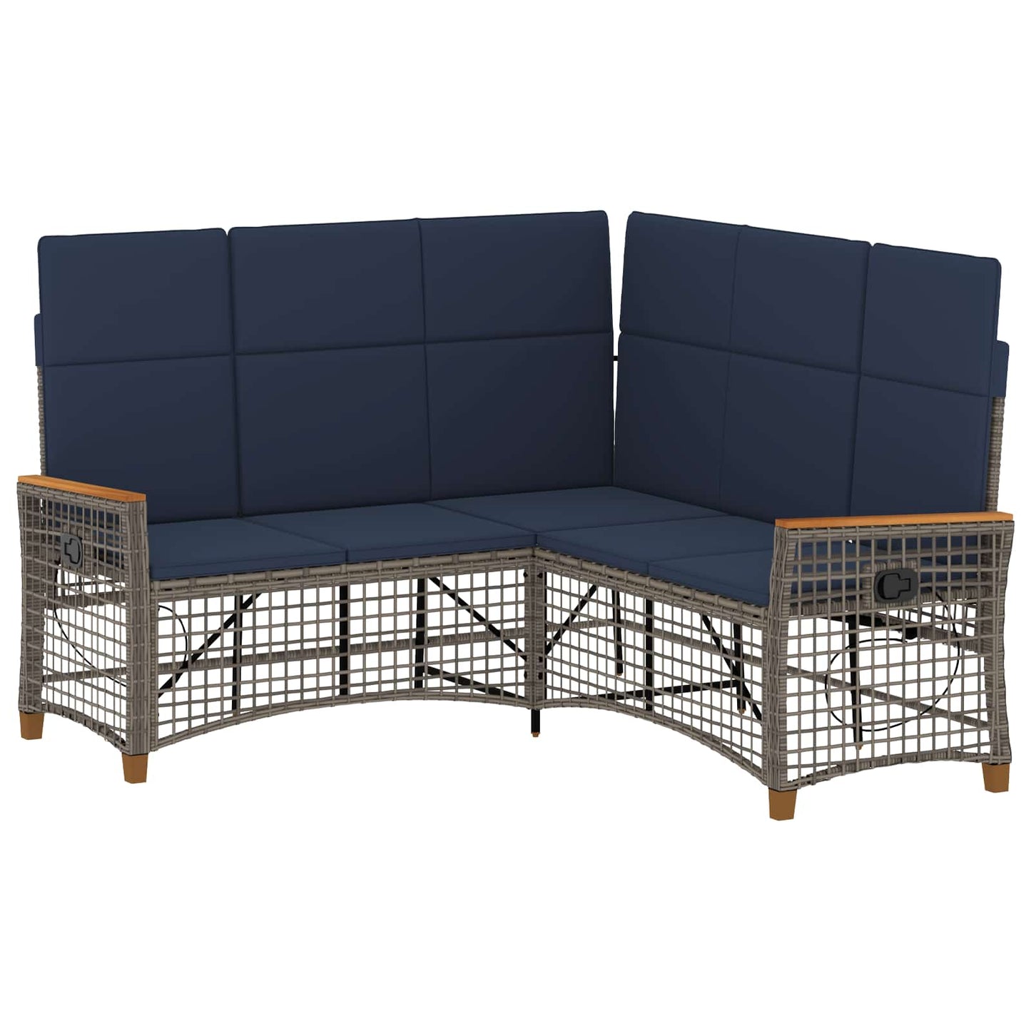 Set di Divani Recliner da Giardino Regolabile Grigio e Blu Navy | homemem39