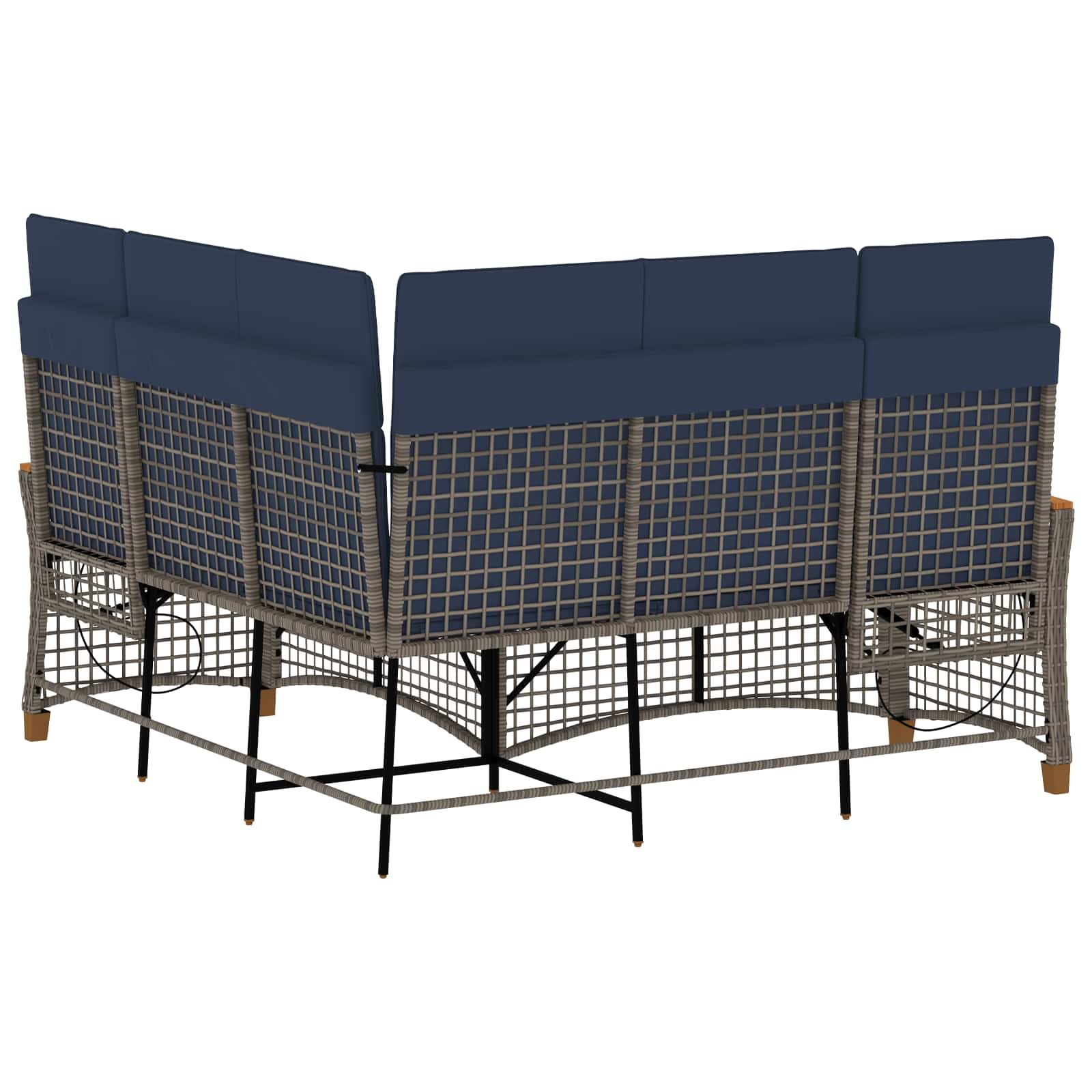 Set di Divani Recliner da Giardino Regolabile Grigio e Blu Navy | homemem39
