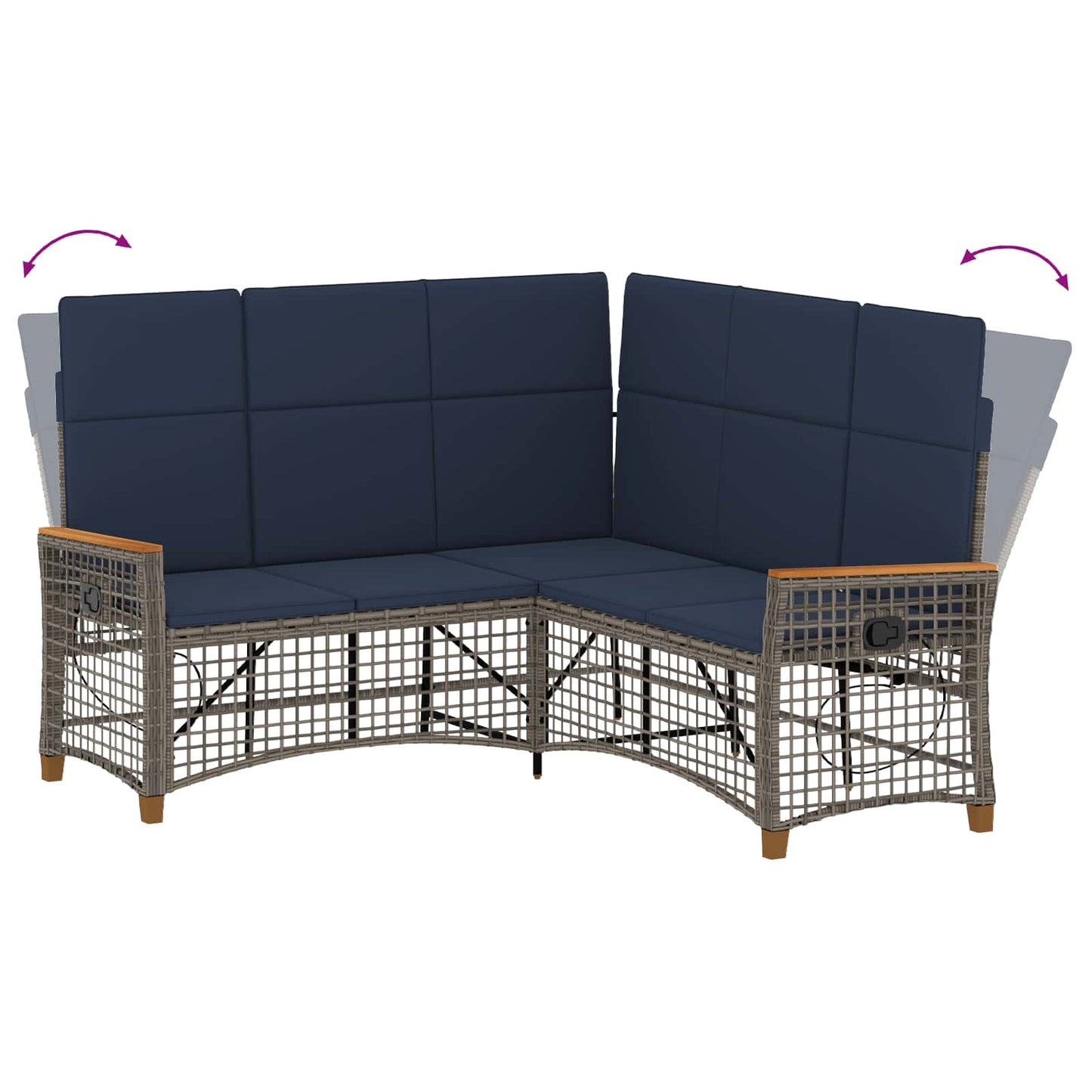 Set di Divani Recliner da Giardino Regolabile Grigio e Blu Navy | homemem39
