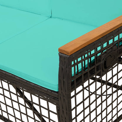 Set di Divani Recliner da Giardino Regolabile Nero e Turchese | homemem39
