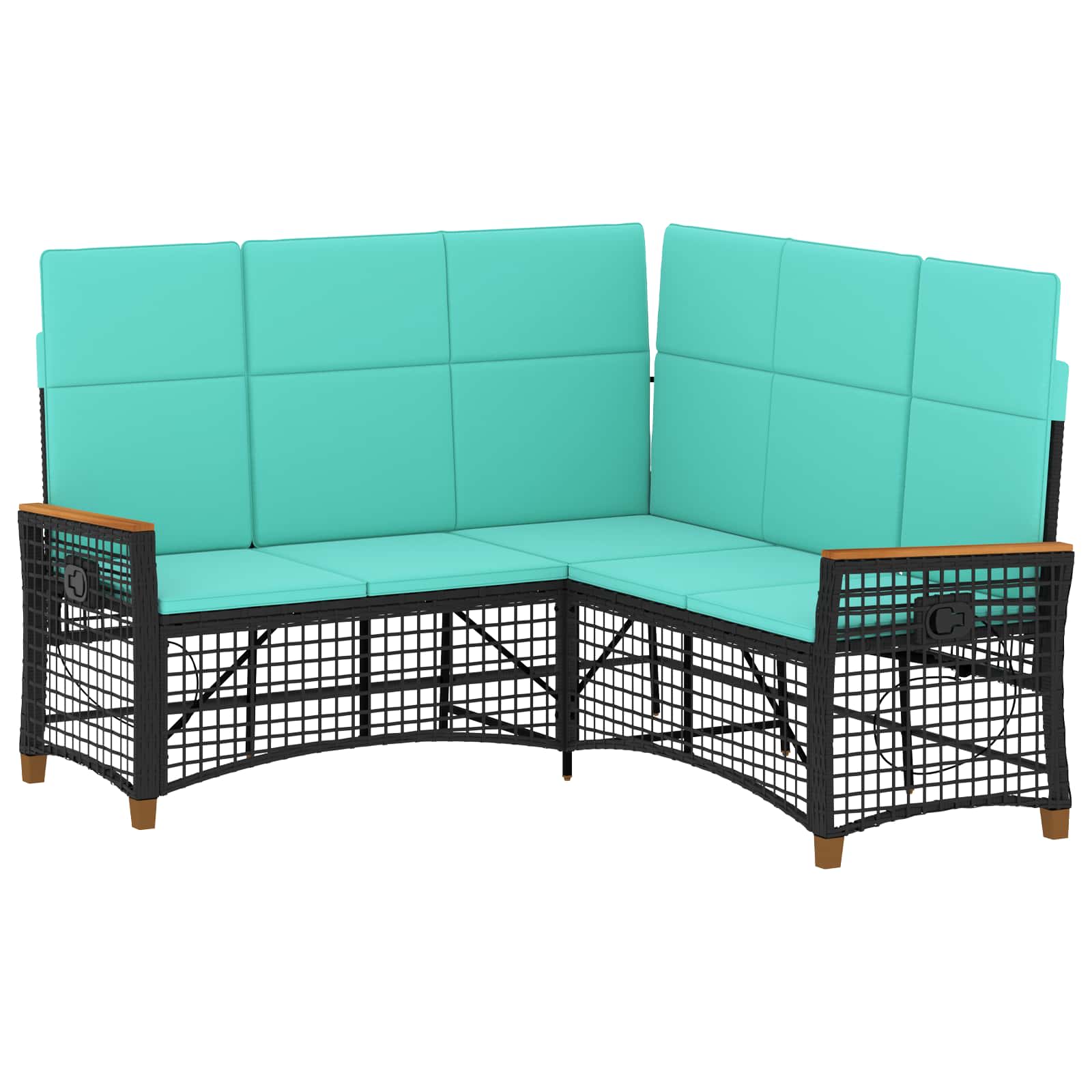 Set di Divani Recliner da Giardino Regolabile Nero e Turchese | homemem39