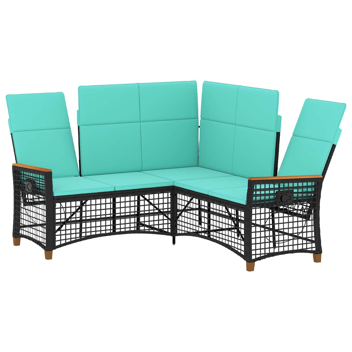 Set di Divani Recliner da Giardino Regolabile Nero e Turchese | homemem39