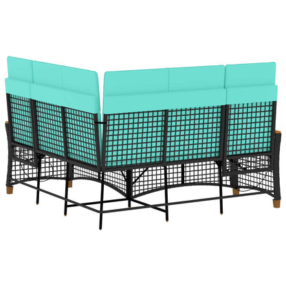 Set di Divani Recliner da Giardino Regolabile Nero e Turchese | homemem39