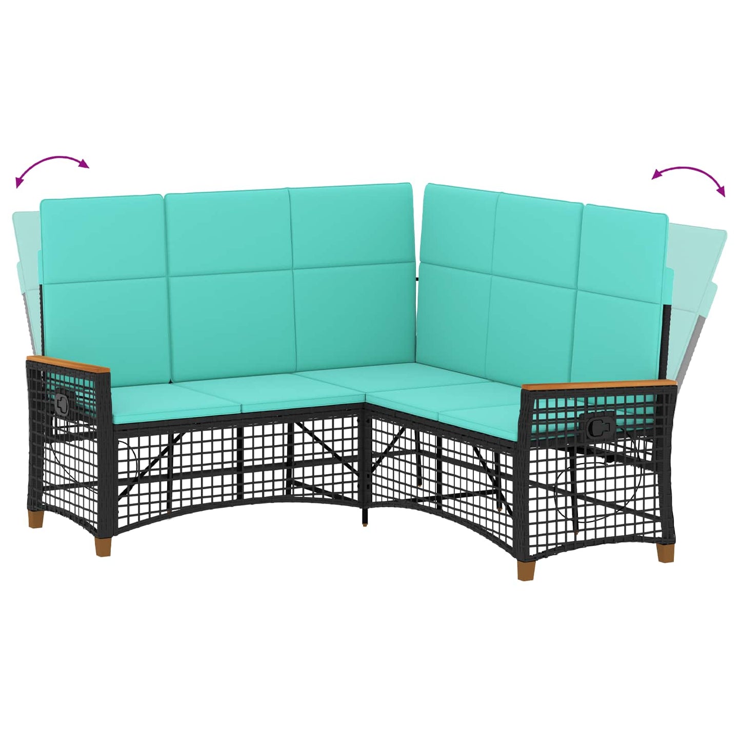 Set di Divani Recliner da Giardino Regolabile Nero e Turchese | homemem39