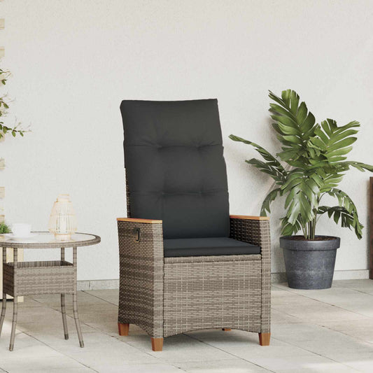 Sedia da giardino reclinabile Grigio e Grigio Scuro polyrattan | homemem39