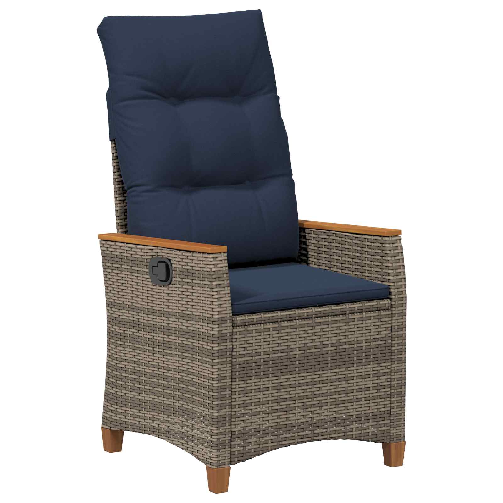 Sedia da giardino reclinabile Grigio e Blu Navy polyrattan | homemem39
