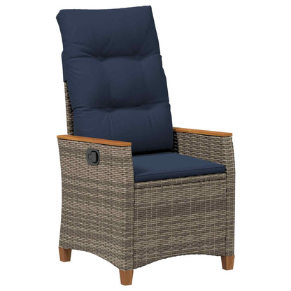 Sedia da giardino reclinabile Grigio e Blu Navy polyrattan | homemem39