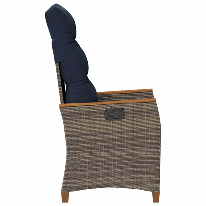 Sedia da giardino reclinabile Grigio e Blu Navy polyrattan | homemem39