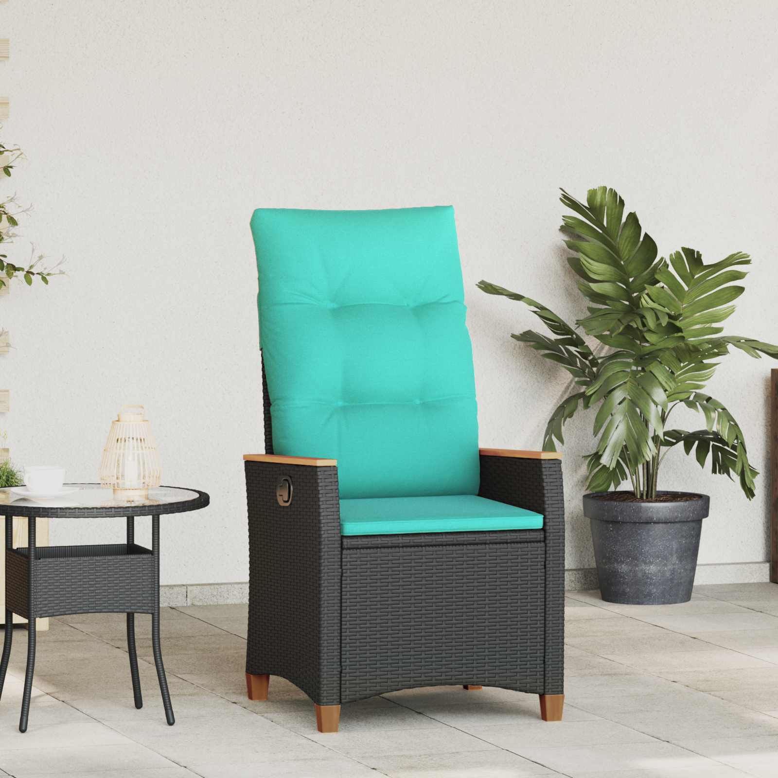 Sedia da giardino reclinabile Nero e Turchese polyrattan | homemem39