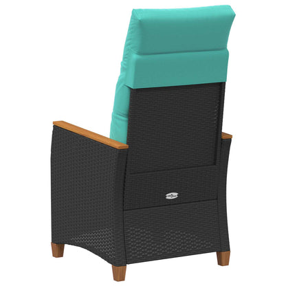 Sedia da giardino reclinabile Nero e Turchese polyrattan