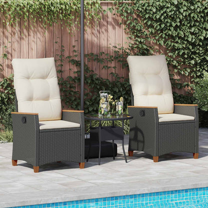 Sedia da giardino reclinabile Nero e Crema 64 x 57,5 x 112 cm | homemem39