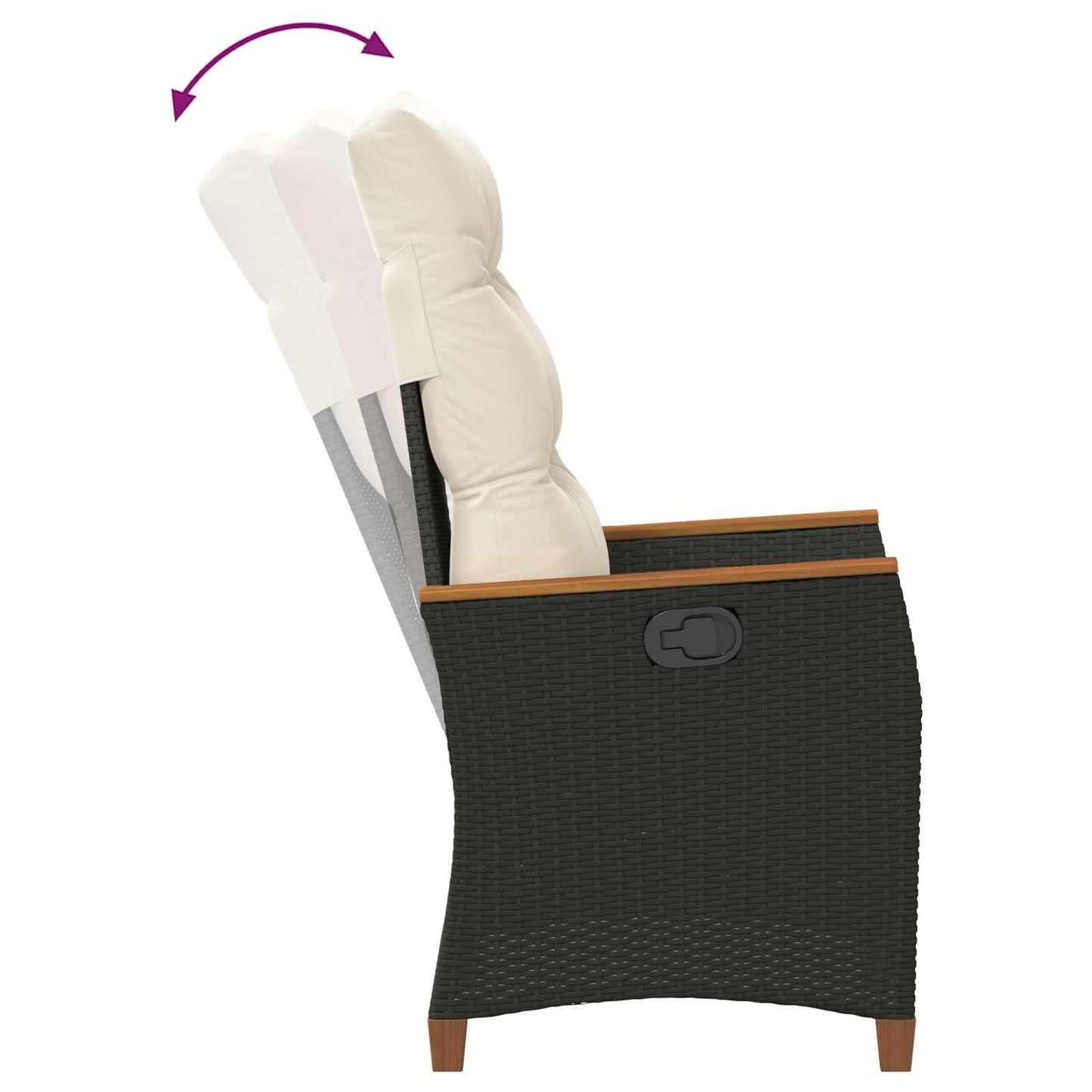 Sedia da giardino reclinabile Nero e Crema 64 x 57,5 x 112 cm | homemem39