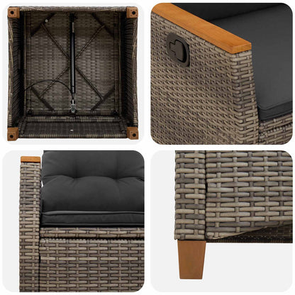 Sedia da giardino reclinabile Grigio e Grigio Scuro polyrattan | homemem39