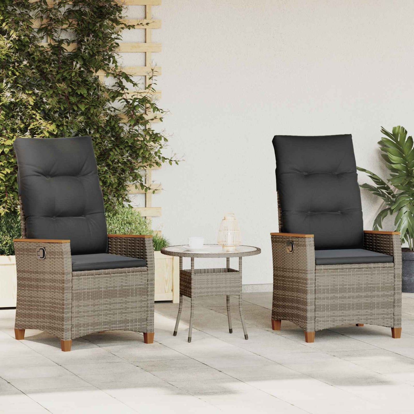 Sedia da giardino reclinabile Grigio e Grigio Scuro polyrattan | homemem39