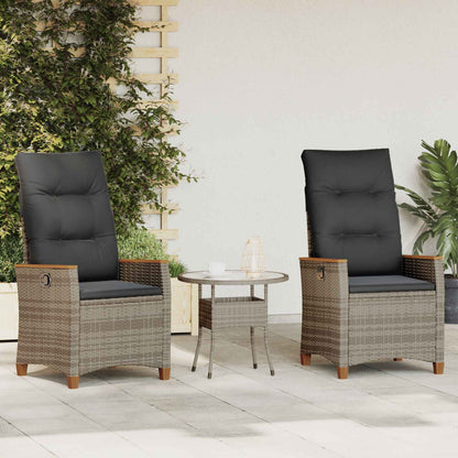 Sedia da giardino reclinabile Grigio e Grigio Scuro polyrattan