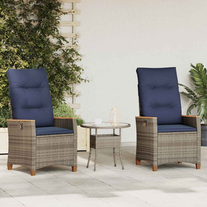 Sedia da giardino reclinabile 2 pcs Grigio e Blu Navy | homemem39