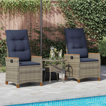 Sedia da giardino reclinabile 2 pcs Grigio e Blu Navy | homemem39