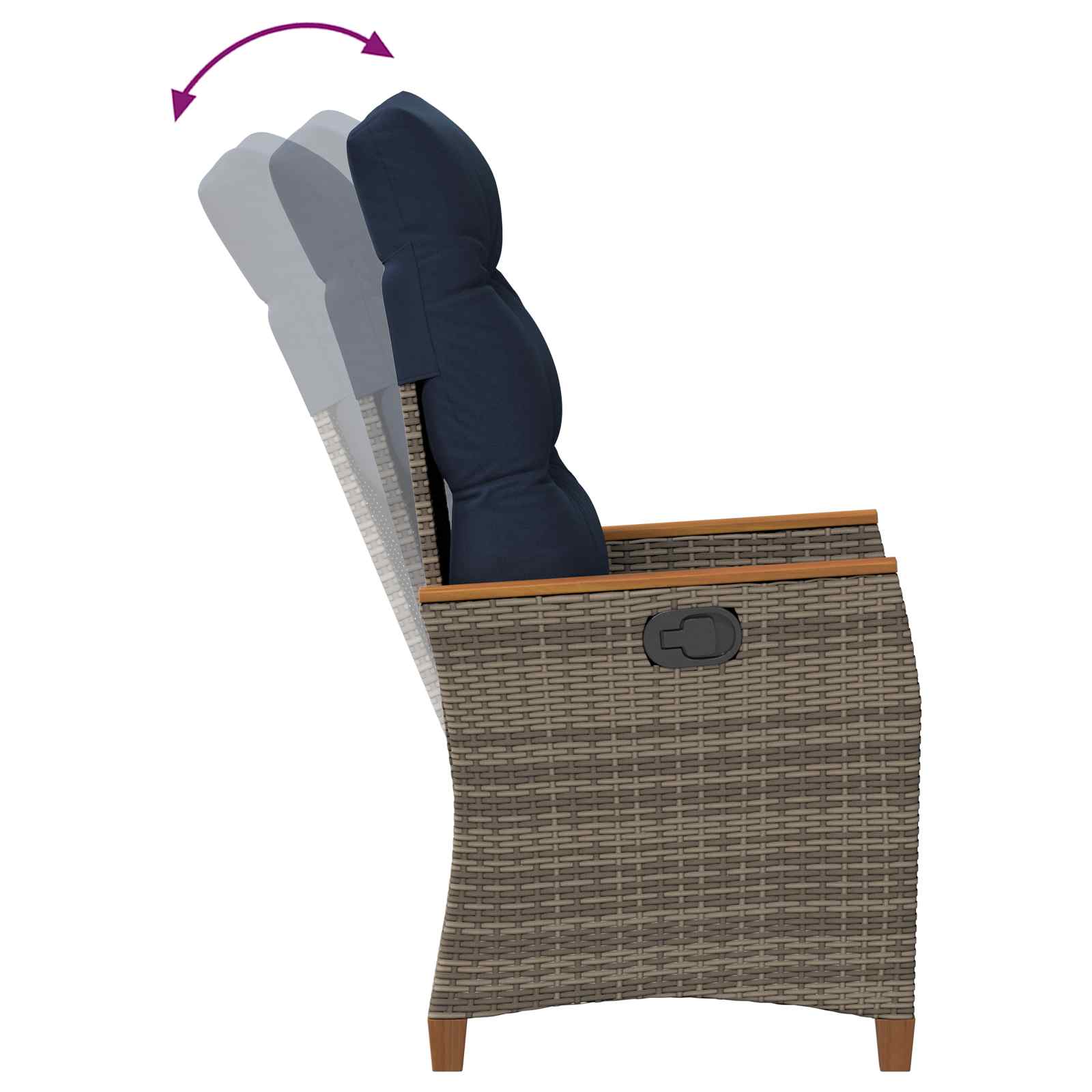 Sedia da giardino reclinabile 2 pcs Grigio e Blu Navy | homemem39