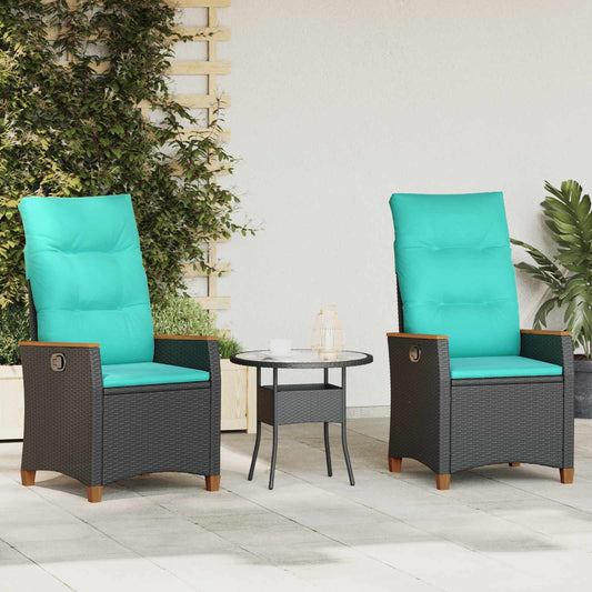 Sedia da giardino reclinabile Nero e Turchese polyrattan | homemem39