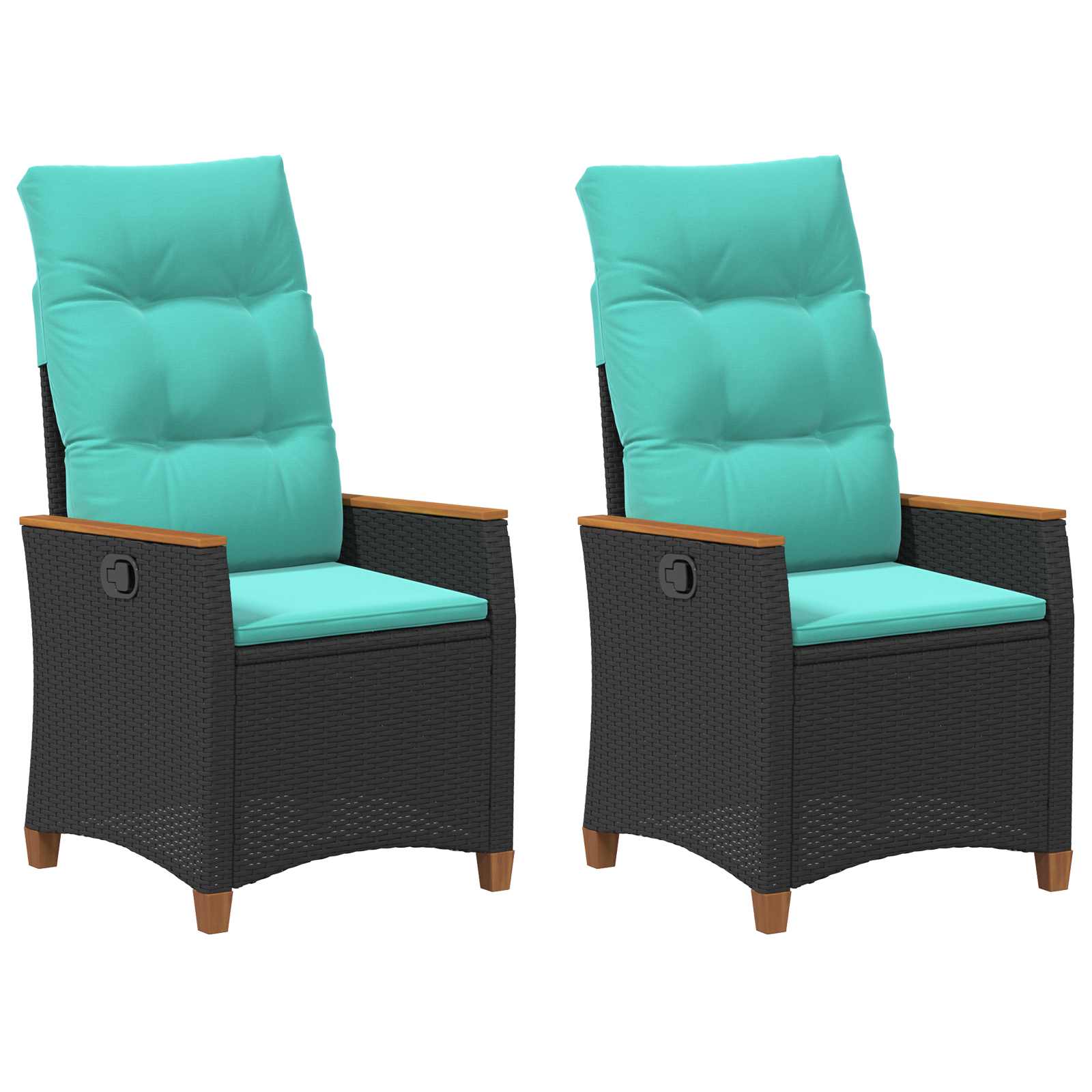 Sedia da giardino reclinabile Nero e Turchese polyrattan | homemem39