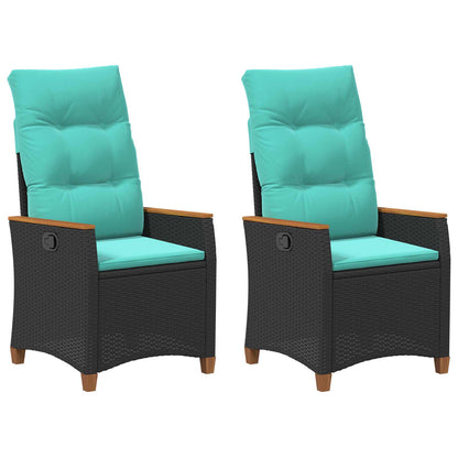 Sedia da giardino reclinabile Nero e Turchese polyrattan | homemem39