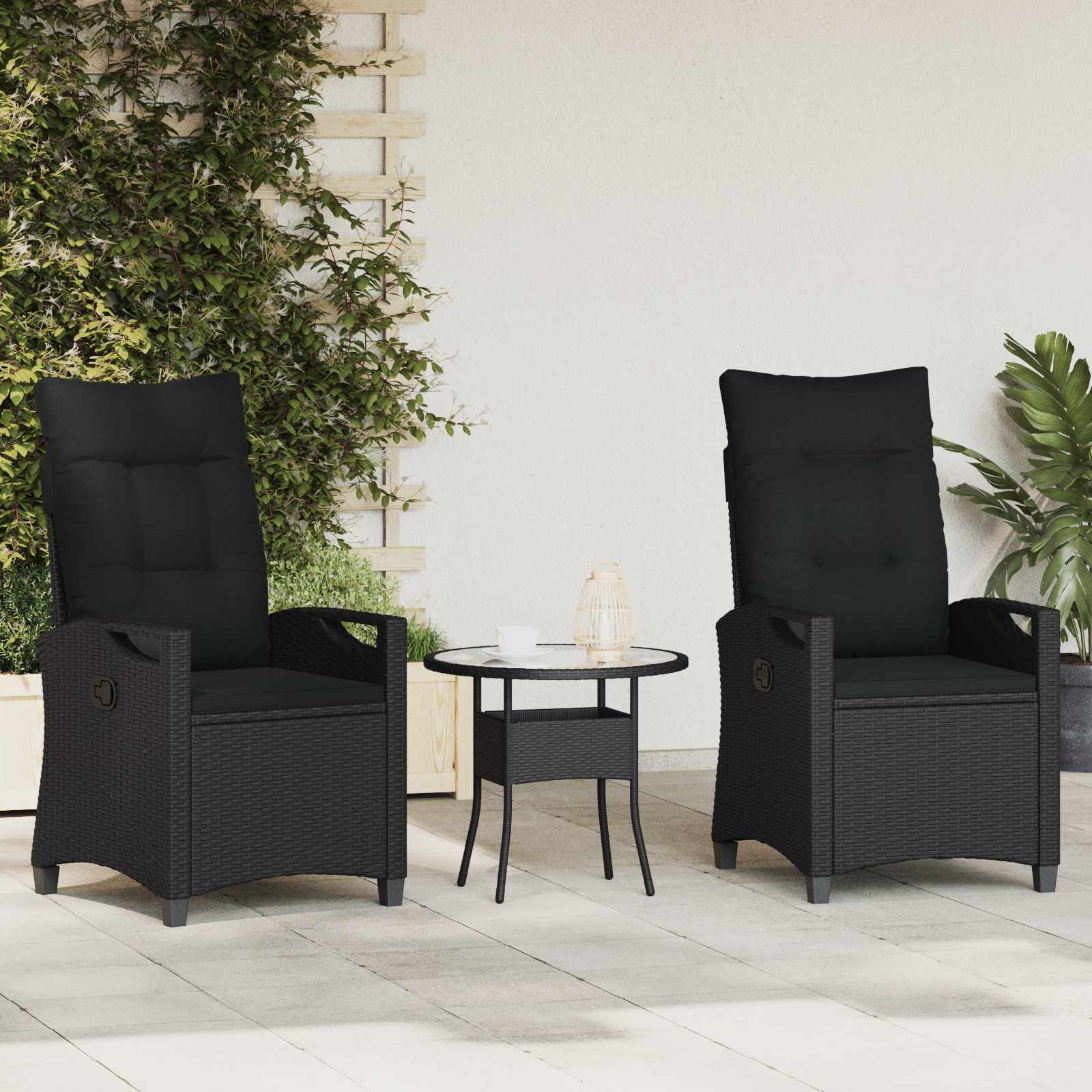 Sedia da Giardino 2 pcs Nero 56 x 64 x 94 cm | homemem39