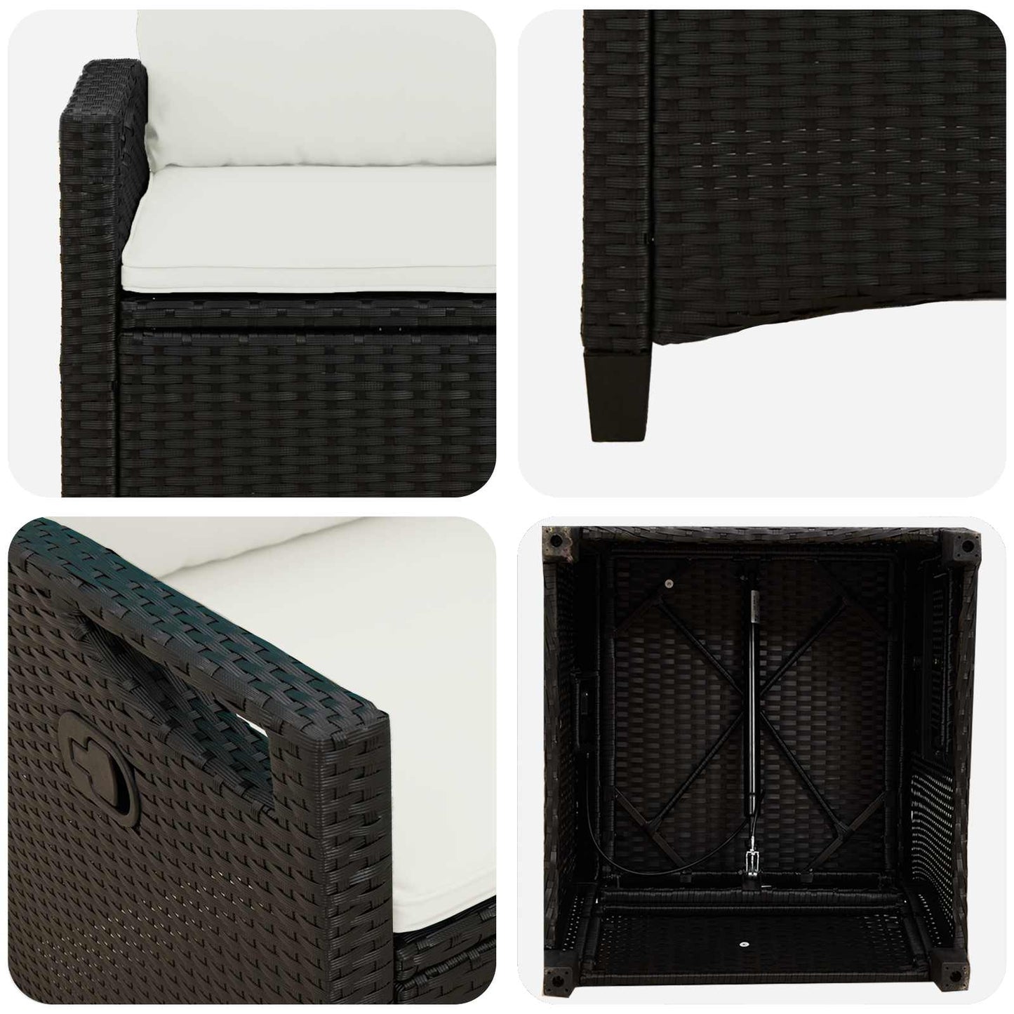 Sedia da Giardino 2 pcs Nero e Crema 56 x 60 x 112 cm