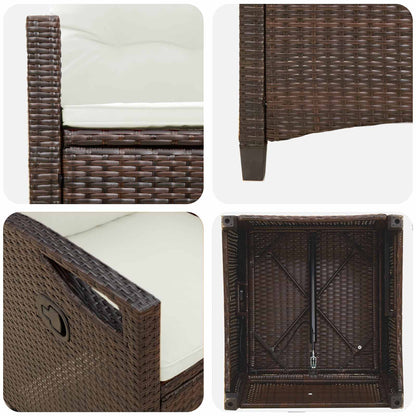 Sedia da Giardino 2 pcs Marrone e Crema 56 x 60 x 112 cm | homemem39