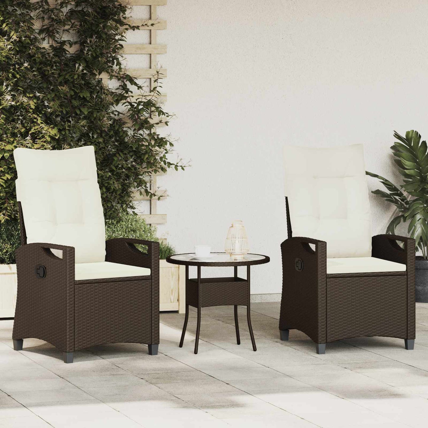 Sedia da Giardino 2 pcs Marrone e Crema 56 x 60 x 112 cm