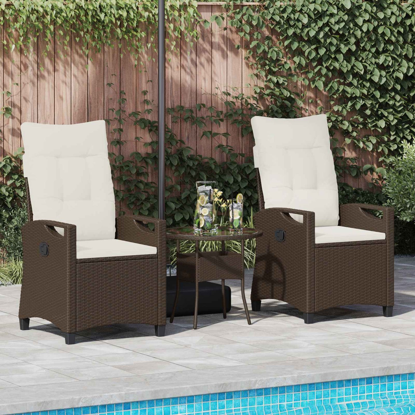 Sedia da Giardino 2 pcs Marrone e Crema 56 x 60 x 112 cm