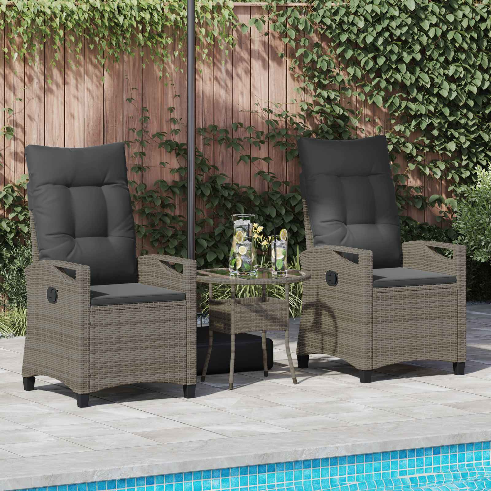 Sedia da Giardino 2 pcs Grigio e Grigio Scuro 56 x 60 x 112 cm | homemem39