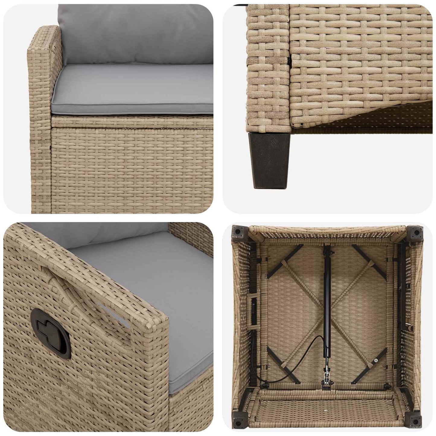 Sedia da Giardino 2 pcs Beige e Grigio Chiaro 56 x 60 x 112 cm