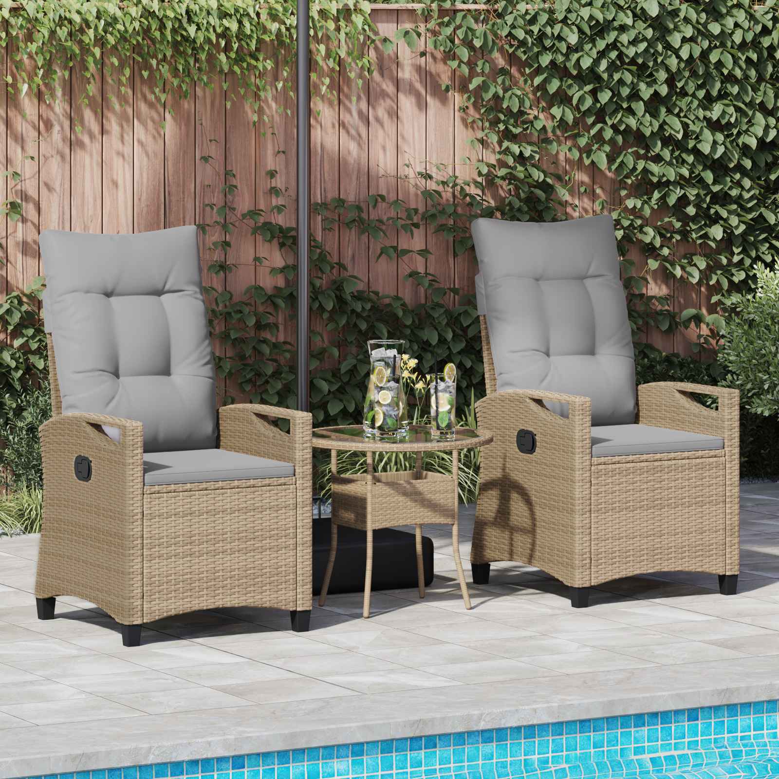 Sedia da Giardino 2 pcs Beige e Grigio Chiaro 56 x 60 x 112 cm | homemem39