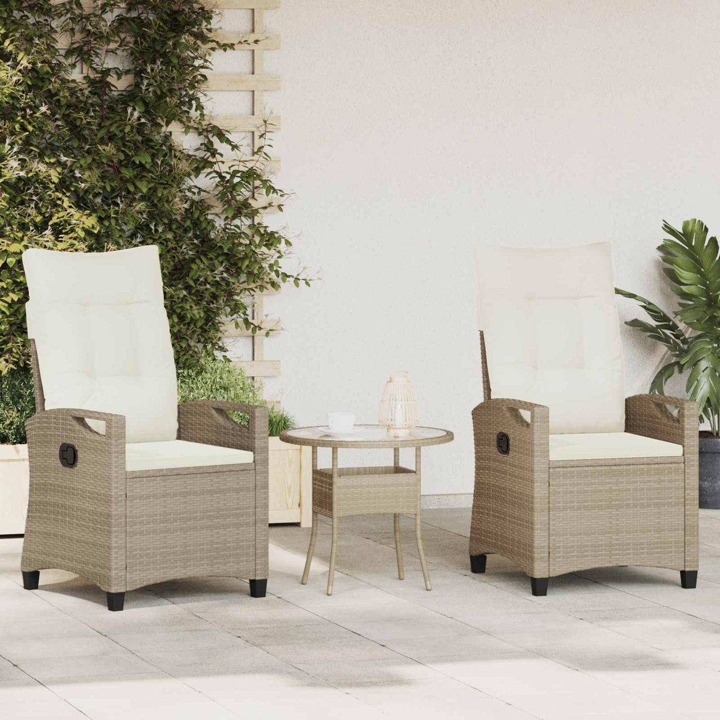 Sedia da Giardino 2 pcs Beige e Crema 56 x 60 x 112 cm | homemem39