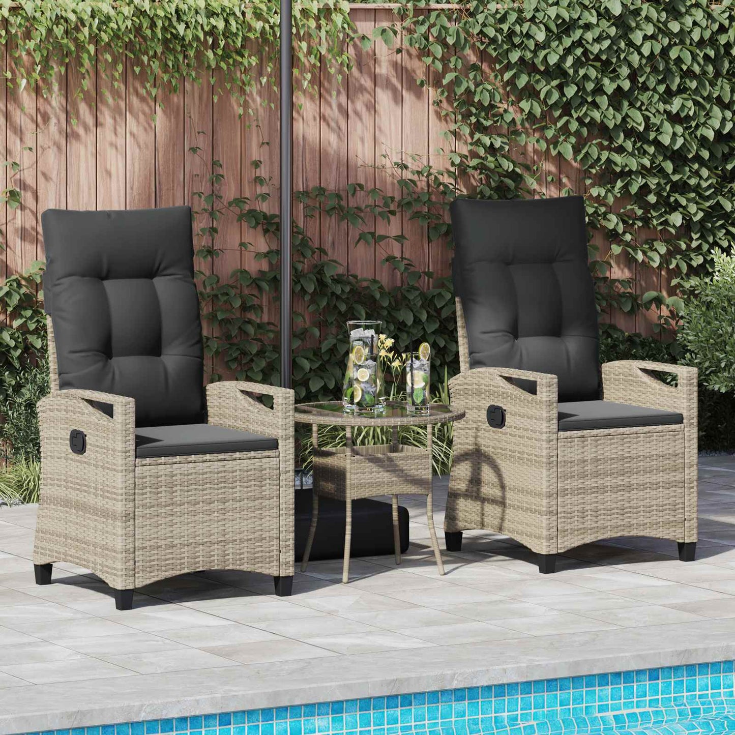 Sedia da Giardino 2 pcs Grigio chiaro e grigio scuro | homemem39