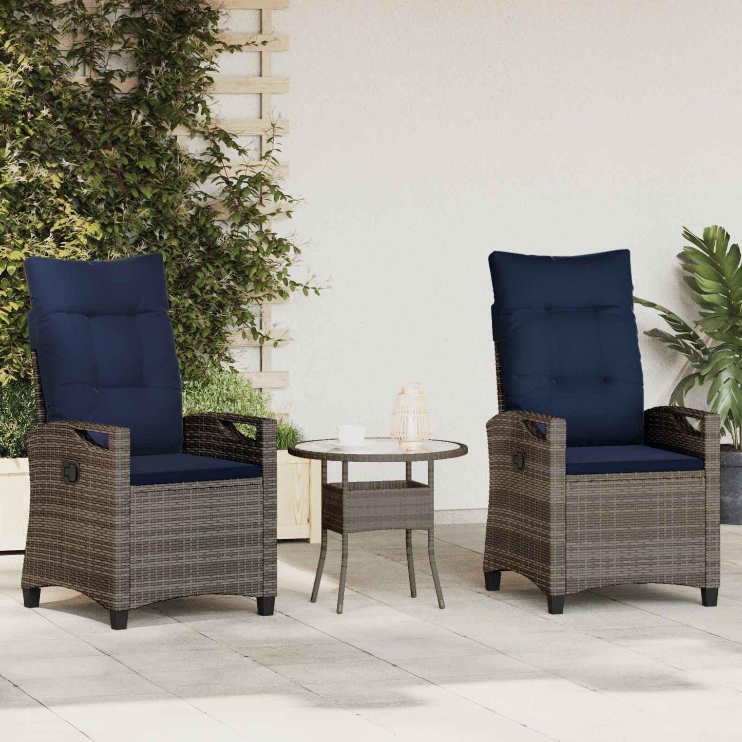 Sedia da Giardino 2 pcs grigio e blu navy 56 x 60 x 112 cm | homemem39