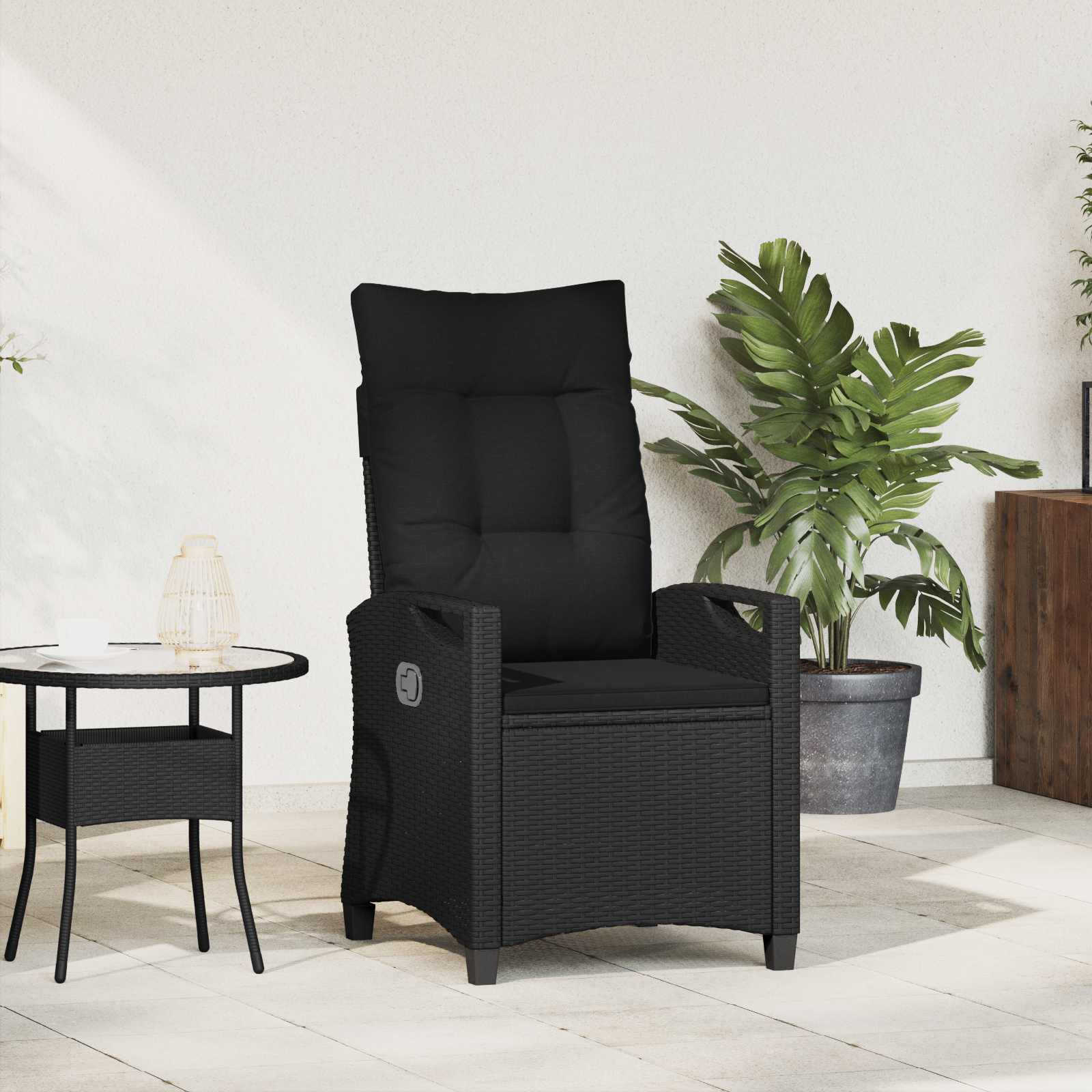 Sedia da giardino reclinabile Nero 56 x 60 x 112 cm polyrattan | homemem39
