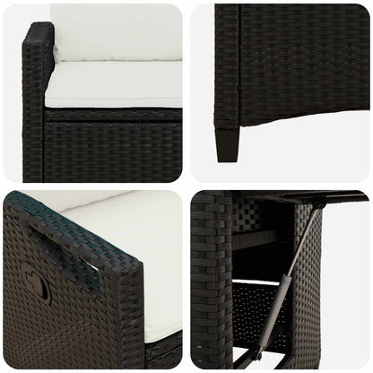 Sedia da giardino reclinabile Nero e Crema 56 x 60 x 112 cm | homemem39