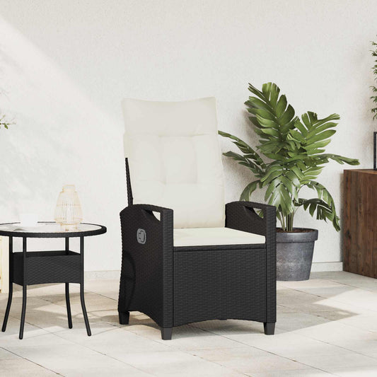 Sedia da giardino reclinabile Nero e Crema 56 x 60 x 112 cm | homemem39