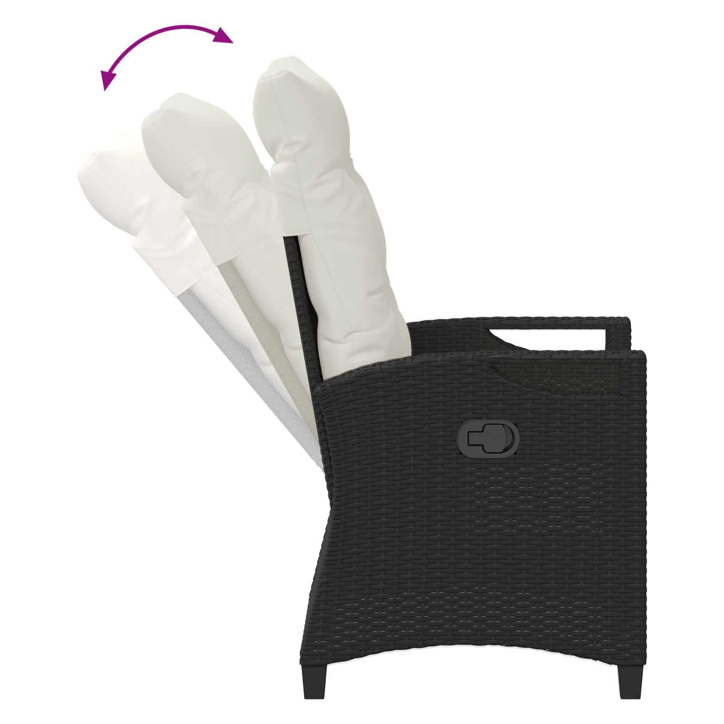 Sedia da giardino reclinabile Nero e Crema 56 x 60 x 112 cm | homemem39
