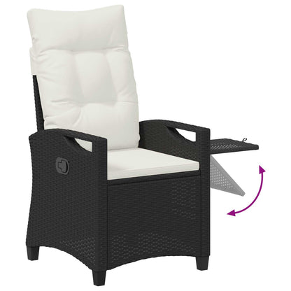 Sedia da giardino reclinabile Nero e Crema 56 x 60 x 112 cm