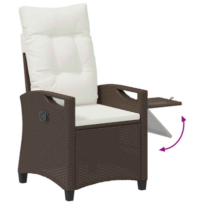 Sedia da giardino reclinabile Marrone e Crema 56 x 60 x 112 cm