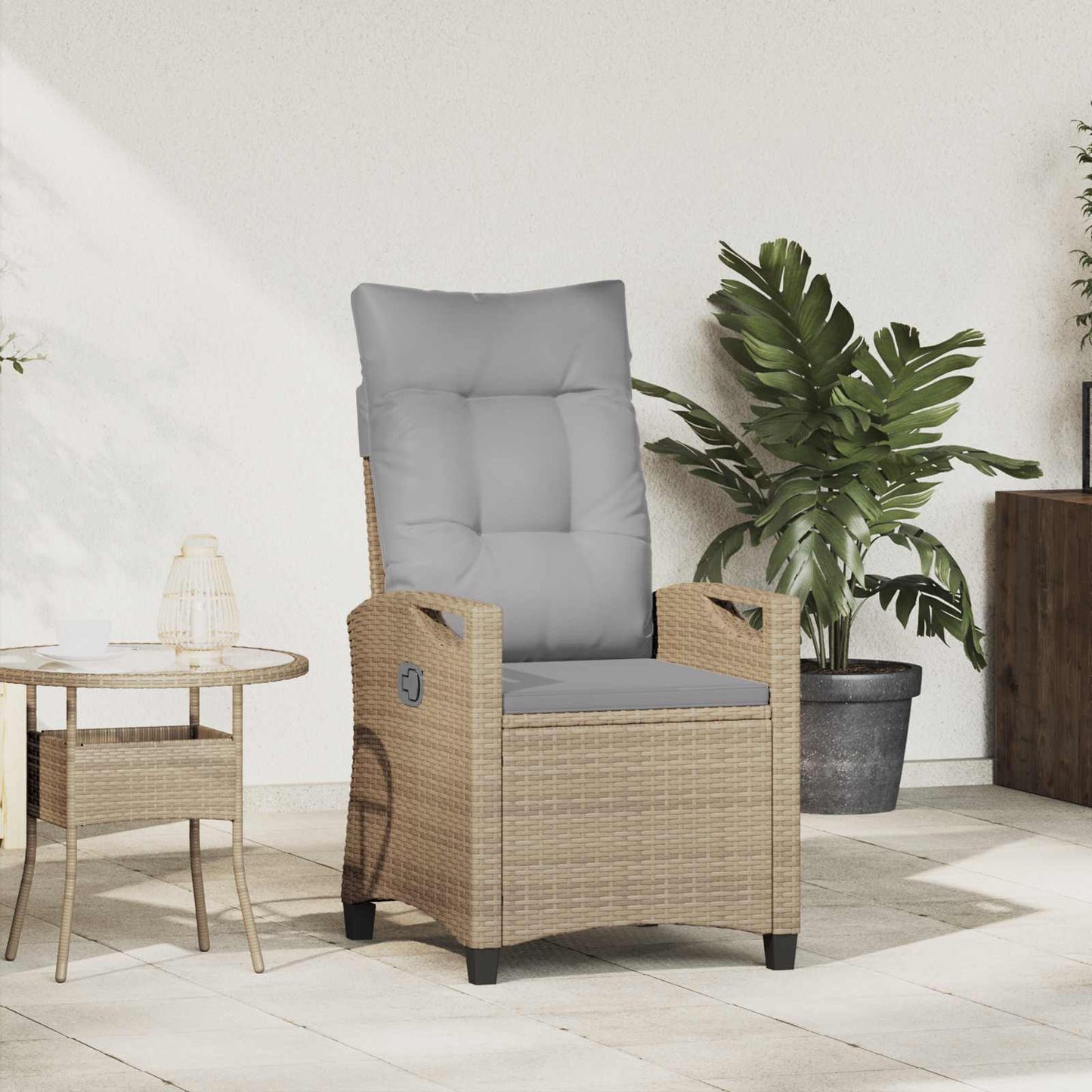 Sedia da giardino reclinabile Beige e Grigio Chiaro polyrattan | homemem39