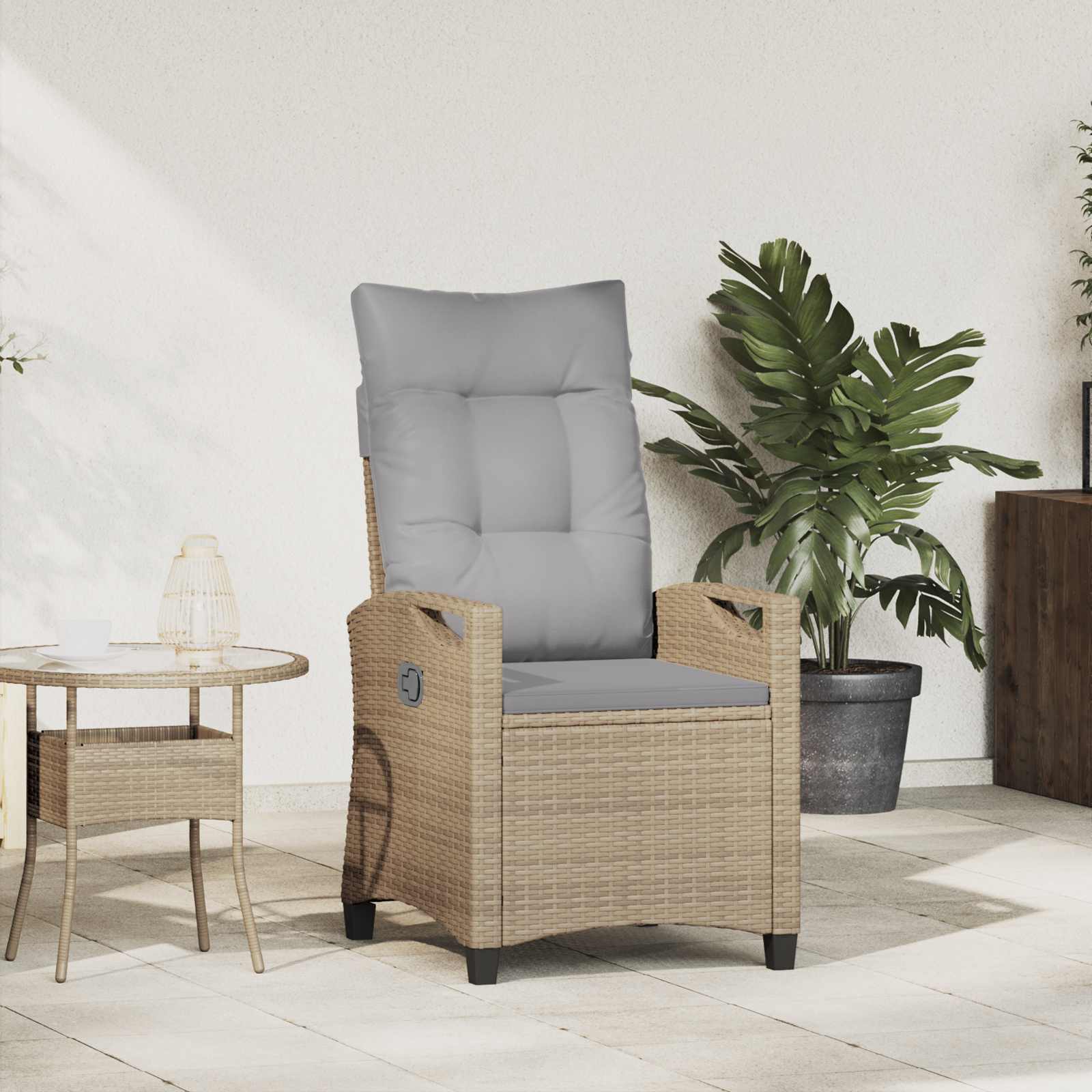 Sedia da giardino reclinabile Beige e Grigio Chiaro polyrattan | homemem39